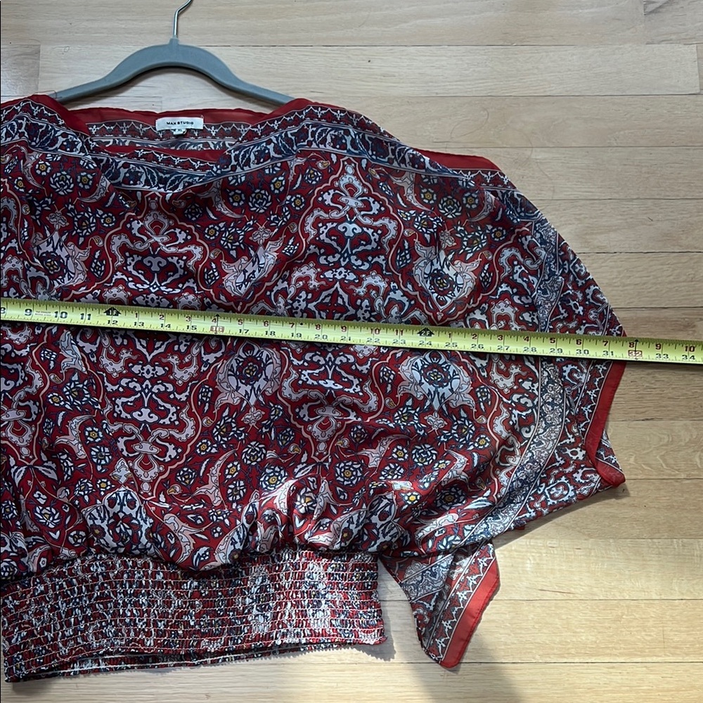 Max Studio Orange And Tan/Gray Patterned Blouse - image 8